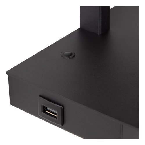 Lucide GREGORY - Bedlamp / Wandlamp - 1xE27 - Met USB oplaadpunt - Zwart - detail 3